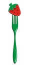 Fork and strawberry background. Royalty Free Stock Photo