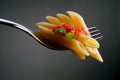 Fork with tomato pasta and basil