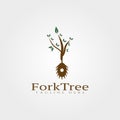 Fork and tree combination vector logo design Royalty Free Stock Photo