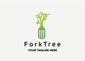 Fork tree logo design template