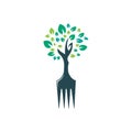 Fork tree vector logo design. Restaurant and farming logo concept. Royalty Free Stock Photo
