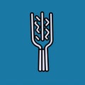 Flat Design Fork Illustration On Blue Background