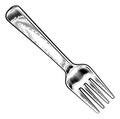 Fork Vintage Engraved Etched Woodcut Print Royalty Free Stock Photo