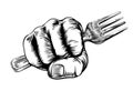 Fork Woodcut Fist Hand Royalty Free Stock Photo