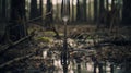 Atmospheric Forestpunk A Detailed Portrait Of A Fork In A Swamp