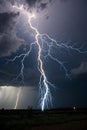 Forked lightning against a black sky Royalty Free Stock Photo