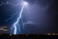 Forked Lightning against a pitch black sky Royalty Free Stock Photo
