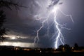 Forked Lightning on a Black Sky Royalty Free Stock Photo