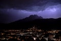 Thunderbolt lightning over Mount Pilatus mystic sky city horw canton lucerne