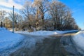 Forked rural road on winter