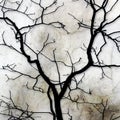 Forked Tree Silhouette Abstract.