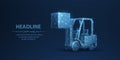 Forklift. Automated logistic service, digital warehouse, forklift technology