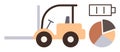 Forklift with Battery Icon and Pie Chart Representing Efficiency and Resource Management Royalty Free Stock Photo