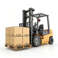 Forklift and box 3D icon isolated on white background Royalty Free Stock Photo