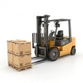Forklift and box 3D icon isolated on white background Royalty Free Stock Photo