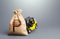 Forklift cant lift a philippine peso money bag. Financial assistance. High incomes and super profits. Debt restructuring. Economy