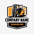Forklift Company Emblem Logo Design. Best for Transportation and Export Import Related Logo