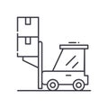 Forklift concept icon, linear isolated illustration, thin line vector, web design sign, outline concept symbol with Royalty Free Stock Photo