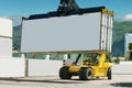 Forklift and container port. Royalty Free Stock Photo