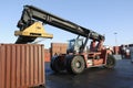 Forklift and container port Royalty Free Stock Photo