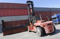 Forklift, container and truck