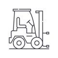 Forklift crane icon, linear isolated illustration, thin line vector, web design sign, outline concept symbol with Royalty Free Stock Photo