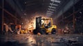 Forklift Crashes In A Storm. Generative AI Royalty Free Stock Photo