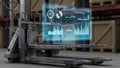 Forklift displays load efficiency and weight distribution data in a warehouse setting Royalty Free Stock Photo