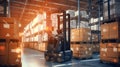 Robotic forklift doing storage in warehouse by artificial intelligence automation