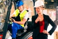 Forklift driver and supervisor at warehouse Royalty Free Stock Photo