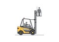 Forklift equipped with safety cage.