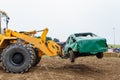 The forklift evacuates The figth Car Royalty Free Stock Photo