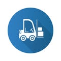 Forklift flat design long shadow glyph icon Royalty Free Stock Photo