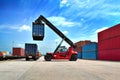 Forklift handling the container