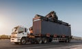 Forklift handling container box loading Royalty Free Stock Photo