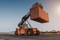 Forklift handling container box loading Royalty Free Stock Photo