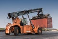 Forklift handling container box loading Royalty Free Stock Photo