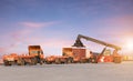 Forklift handling container box loading Royalty Free Stock Photo