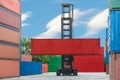 Forklift handling container box loading to depot Royalty Free Stock Photo