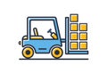 Forklift icon. Forklift delivery truck isolated on white background. Design elements, colored. Royalty Free Stock Photo