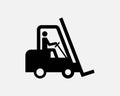 Forklift Icon Fork Lift Delivery Loading Loader Truck Hoist Black White Silhouette Symbol Sign Graphic Clipart Vector Royalty Free Stock Photo
