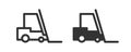 Forklift icon. Fork lift truck sign. Wareouse mashine, outline illustration in vector flat Royalty Free Stock Photo