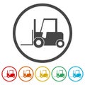 Forklift icon, Forklift truck silhouette, 6 Colors Included