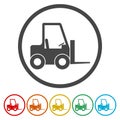 Forklift icon, Forklift truck silhouette, 6 Colors Included