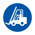 Forklift Icon with Operator in Circular Background for Safety Signage Royalty Free Stock Photo