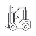 Forklift icon, linear isolated illustration, thin line vector, web design sign, outline concept symbol with editable Royalty Free Stock Photo