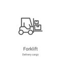 forklift icon vector from delivery cargo collection. Thin line forklift outline icon vector illustration. Linear symbol for use on