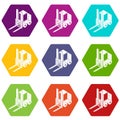 Forklift icons set 9 vector Royalty Free Stock Photo
