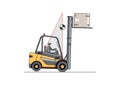 Forklift instability with a raised load. Royalty Free Stock Photo