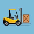 forklift isolated on blue background Royalty Free Stock Photo